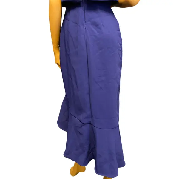 Aqua Royal Blue Asymmetric Ruffle Popover Dress