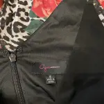 Aqua Black Red Floral Pleated Chiffon Gown Dress Size 6