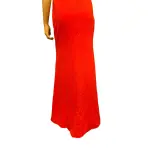 Aqua Red V Neck High Slit Evening Gown