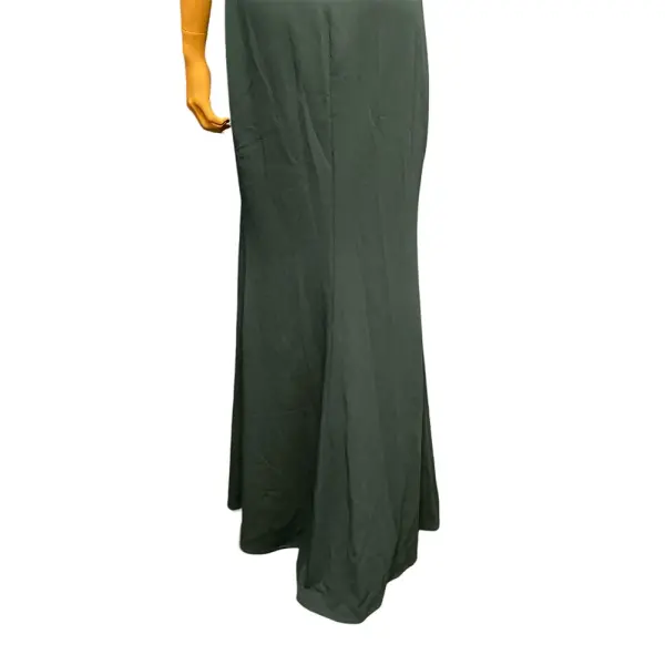 Aqua Pine Green Scoop Neck High Slit Evening Gown