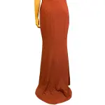 Aqua Burgundy Halter Neck High Slit Evening Gown