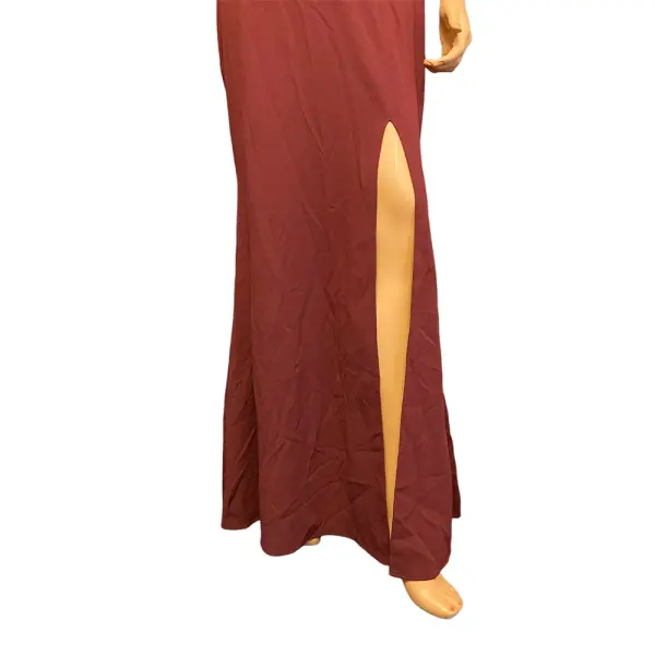 Aqua Burgundy Halter Neck High Slit Evening Gown