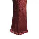 Aqua Burgundy Sequin Halter Neck Evening Gown