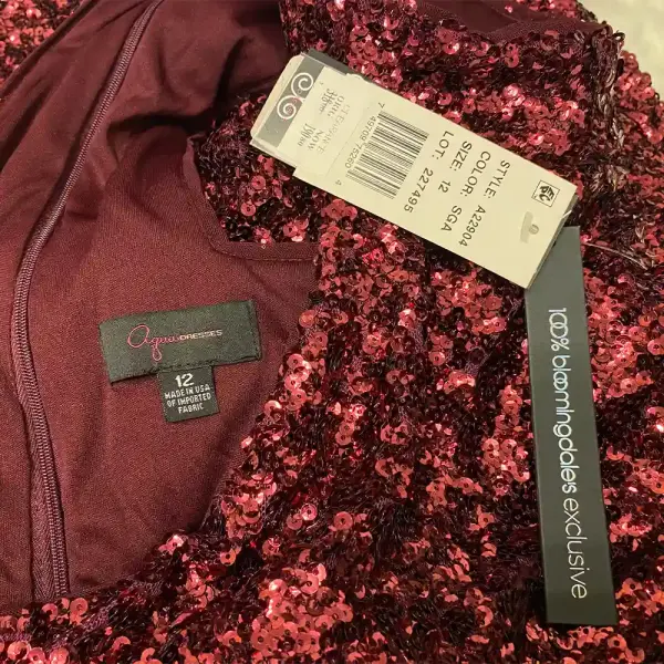 Aqua Burgundy Sequin Halter Neck Evening Gown