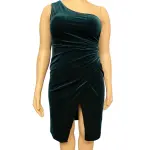 Aqua Hunter Green Velvet One Shoulder Cocktail Dress