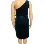 Aqua Hunter Green Velvet One Shoulder Cocktail Dress