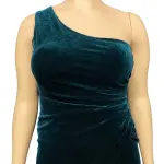 Aqua Hunter Green Velvet One Shoulder Cocktail Dress