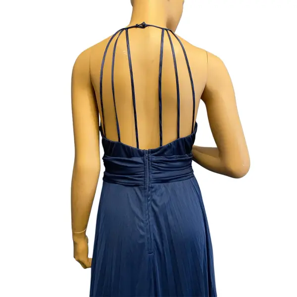 B. Darlin Embellished Halter Gown with Pleated Skirt