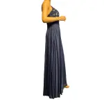 B. Darlin Embellished Halter Gown with Pleated Skirt