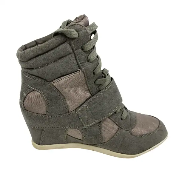 Bamboo Taupe Wedge High-Top Sneakers Size 6