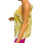 Bar III Palm Leaf Print Ruffle Halter Top Lime Green