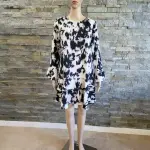 Bar III Printed Tiered Hem Long Sleeve Dress Size Medium