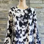 Bar III Printed Tiered Hem Long Sleeve Dress Size Medium