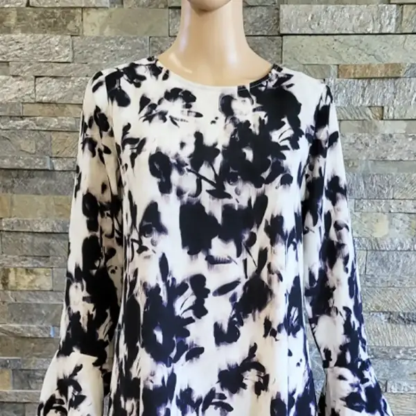 Bar III Printed Tiered Hem Long Sleeve Dress Size Medium