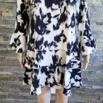 Bar III Printed Tiered Hem Long Sleeve Dress Size Medium
