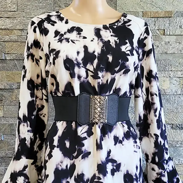 Bar III Printed Tiered Hem Long Sleeve Dress Size Medium