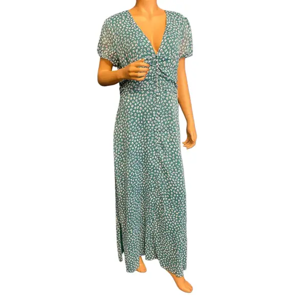 Bar III Seabreeze Green Floral Maxi Dress