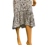 Bar III Black White Splatter Print Flutter Sleeve Dress