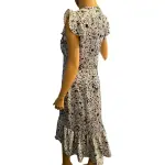 Bar III Black White Splatter Print Flutter Sleeve Dress