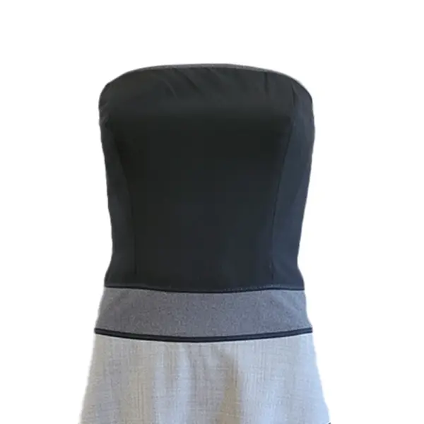 BCBG Max Azria Gray and Black Strapless Wool Blend Midi Dress