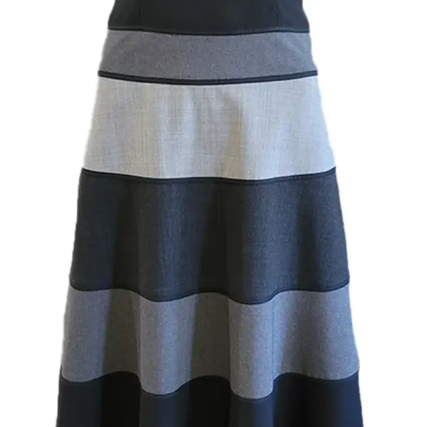 BCBG Max Azria Gray and Black Strapless Wool Blend Midi Dress