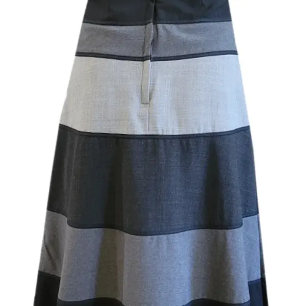 BCBG Max Azria Gray and Black Strapless Wool Blend Midi Dress