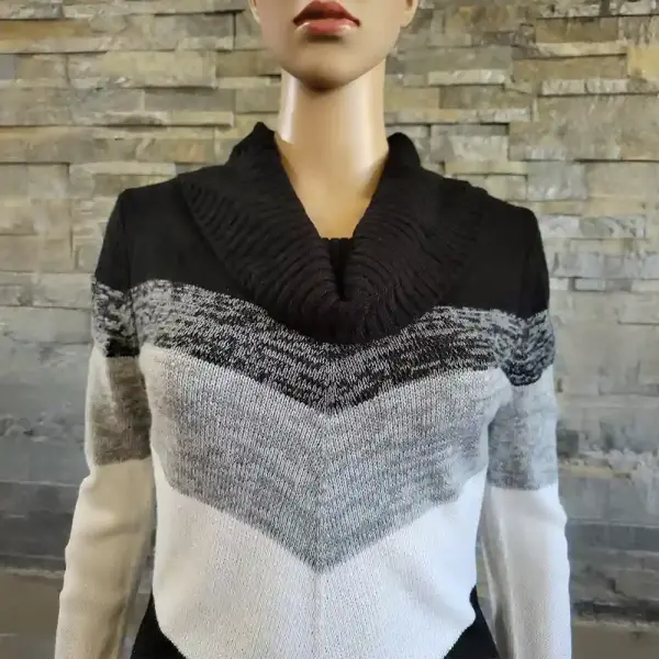 BCX Juniors' Cowlneck Chevron Sweater Dress Size S