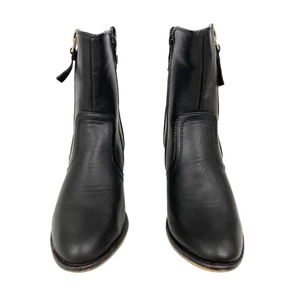 Bella Marie Georgia Ankle Boots Black Faux Leather Size 5.5