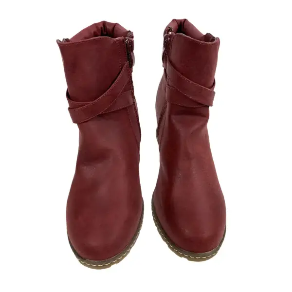 Bella Marie Women's Faux Leather Ankle Boot Wedge Heel Size 5.5