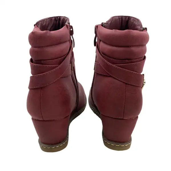 Bella Marie Women's Faux Leather Ankle Boot Wedge Heel Size 5.5