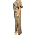 Metallic Cold Shoulder Evening Dress Gold