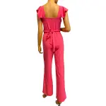 BLVD Rose Red Ruffle Sleeve Wide Leg Belted Jumpsuit