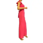 BLVD Rose Red Ruffle Sleeve Wide Leg Belted Jumpsuit