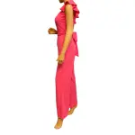 BLVD Rose Red Ruffle Sleeve Wide Leg Belted Jumpsuit