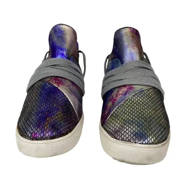 Brash Kids' Girls' Drea Purple Gray Metallic Lace-Up Fashion Sneaker Size 3.5