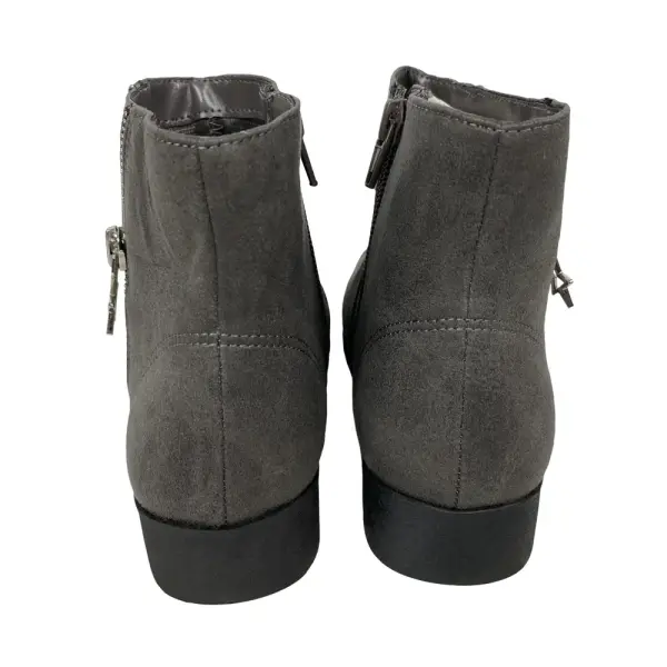 Brash Girls’ Grey Faux Suede Ankle Boots with Star Zipper Accent