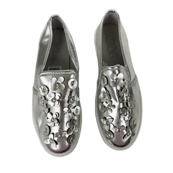 Brash Girls' Gossip White Silver Slip-On Casual Sneakers Size 3.5