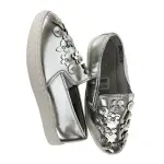Brash Girls' Gossip White Silver Slip-On Casual Sneakers Size 3.5
