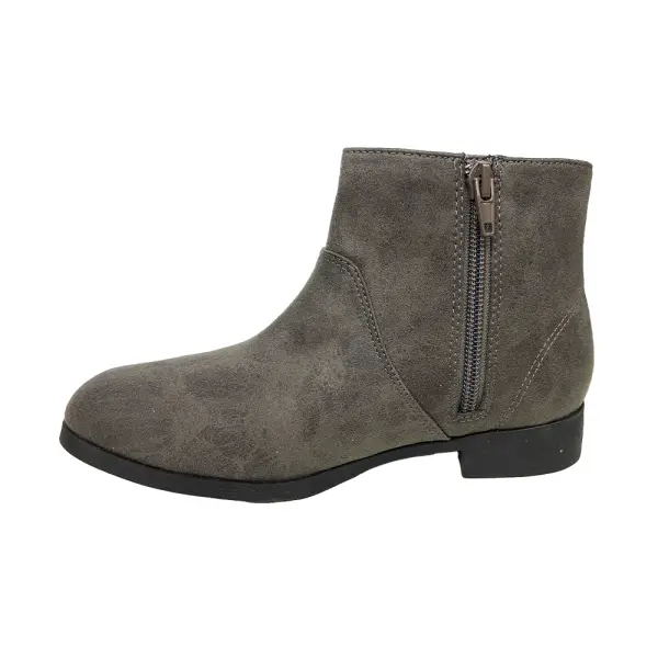 Brash Girls’ Grey Faux Suede Ankle Boots with Star Zipper Accent