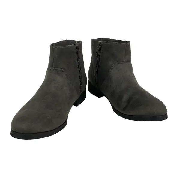 Brash Girls’ Grey Faux Suede Ankle Boots with Star Zipper Accent