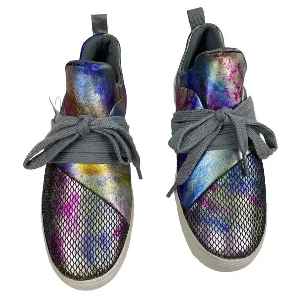 Brash Kids' Girls' Drea Purple Gray Metallic Lace-Up Fashion Sneaker Size 3