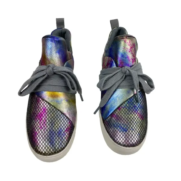 Brash Kids' Girls' Drea Purple Gray Metallic Lace-Up Fashion Sneaker Size 3