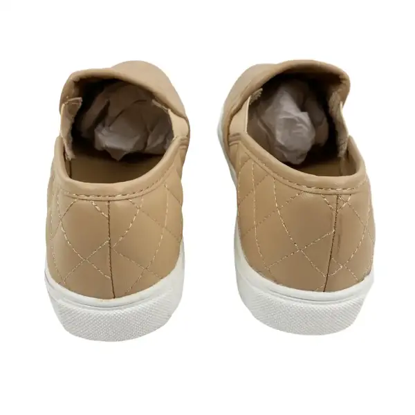 Brash Beige Tan Quilted Faux Leather Slip-On Sneakers Size 5.5 Women