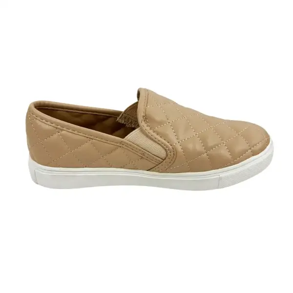 Brash Beige Tan Quilted Faux Leather Slip-On Sneakers Size 5.5 Women