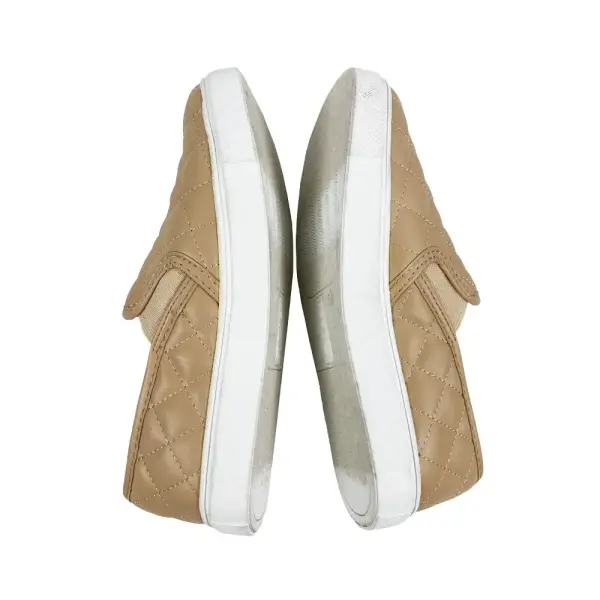 Brash Beige Tan Quilted Faux Leather Slip-On Sneakers Size 5.5 Women