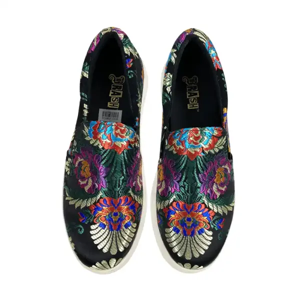 Brash Black Floral Slip-On Shoes Women's Size 5.5