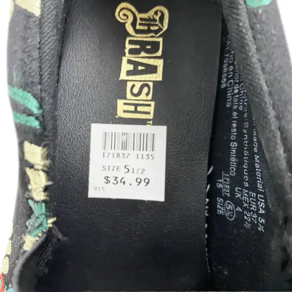 Brash Black Floral Slip-On Shoes Women's Size 5.5