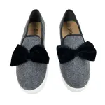 Brash Girls Grey Sassy Black Bow Twin Gore Flats Size 3