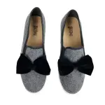 Brash Girls Grey Sassy Black Bow Twin Gore Flats Size 3