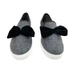 Brash Girls Grey Sassy Black Bow Twin Gore Flats Size 3
